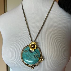 Blue Turquoise Stone long necklace